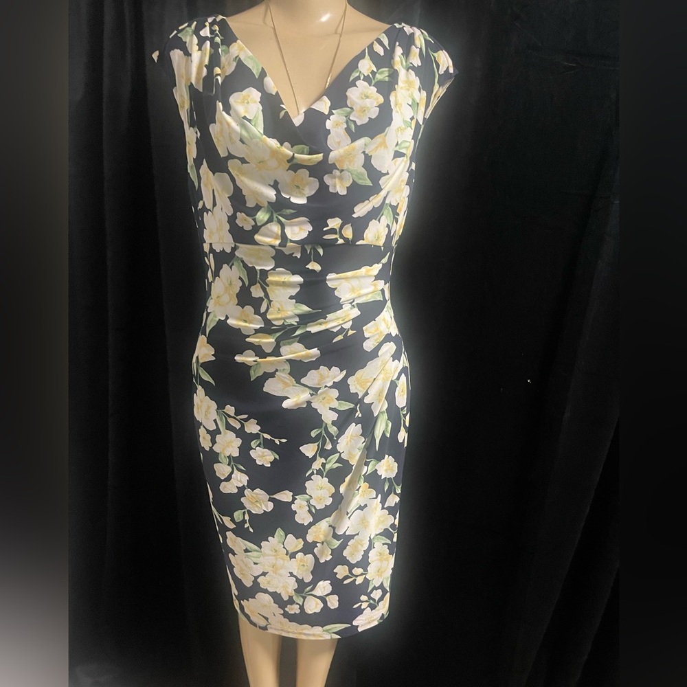 Ralph Lauren Black and Cream Floral Mini Dress